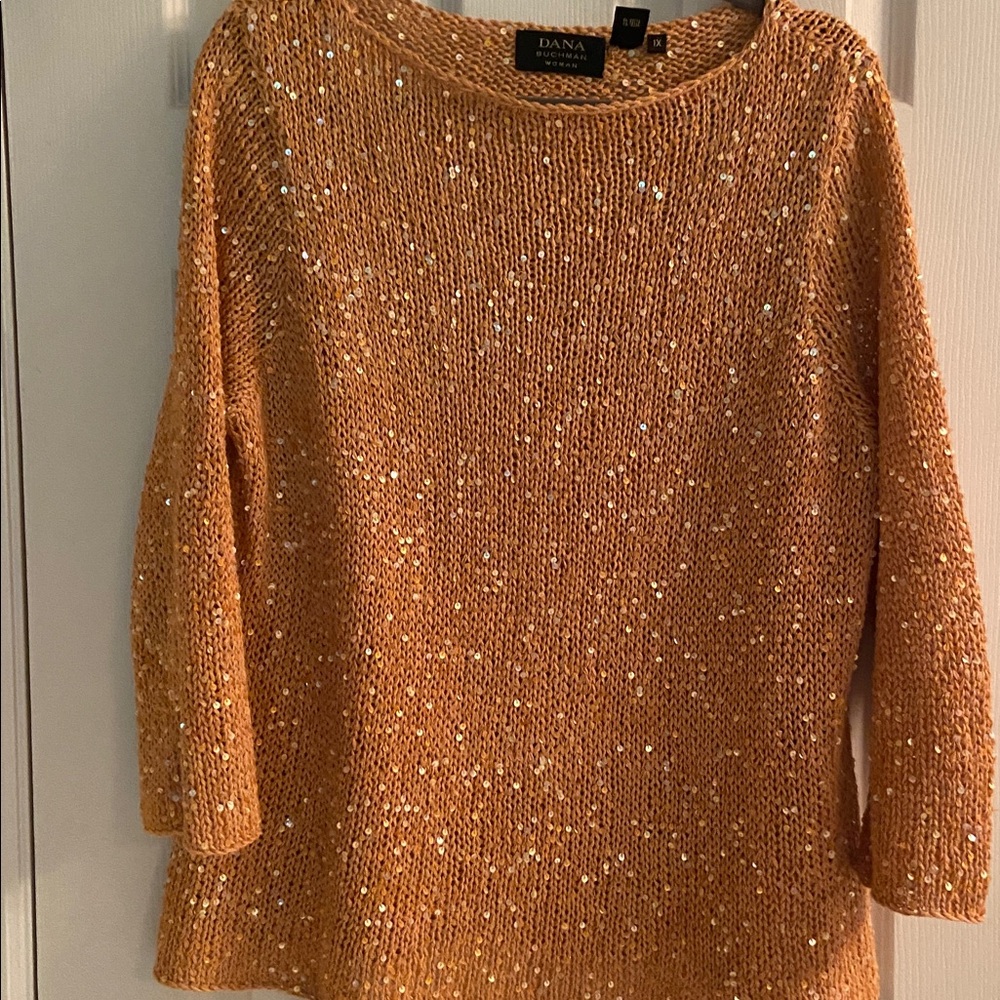 Dana Buchman Metallic Peach Knit Top